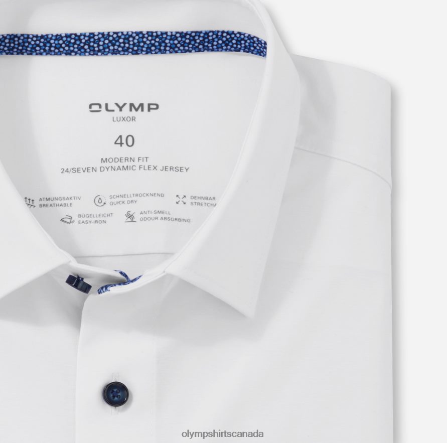 OLYMP Luxor 24/Seven Modern Fit Business Shirt New Kent White H2P42H1069 Clothing