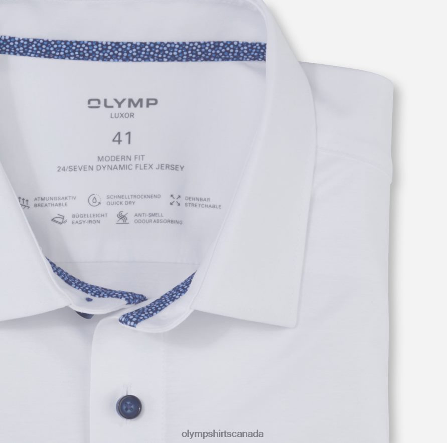 OLYMP Luxor 24/Seven Modern Fit Business Shirt New Kent White H2P42H1307 Clothing