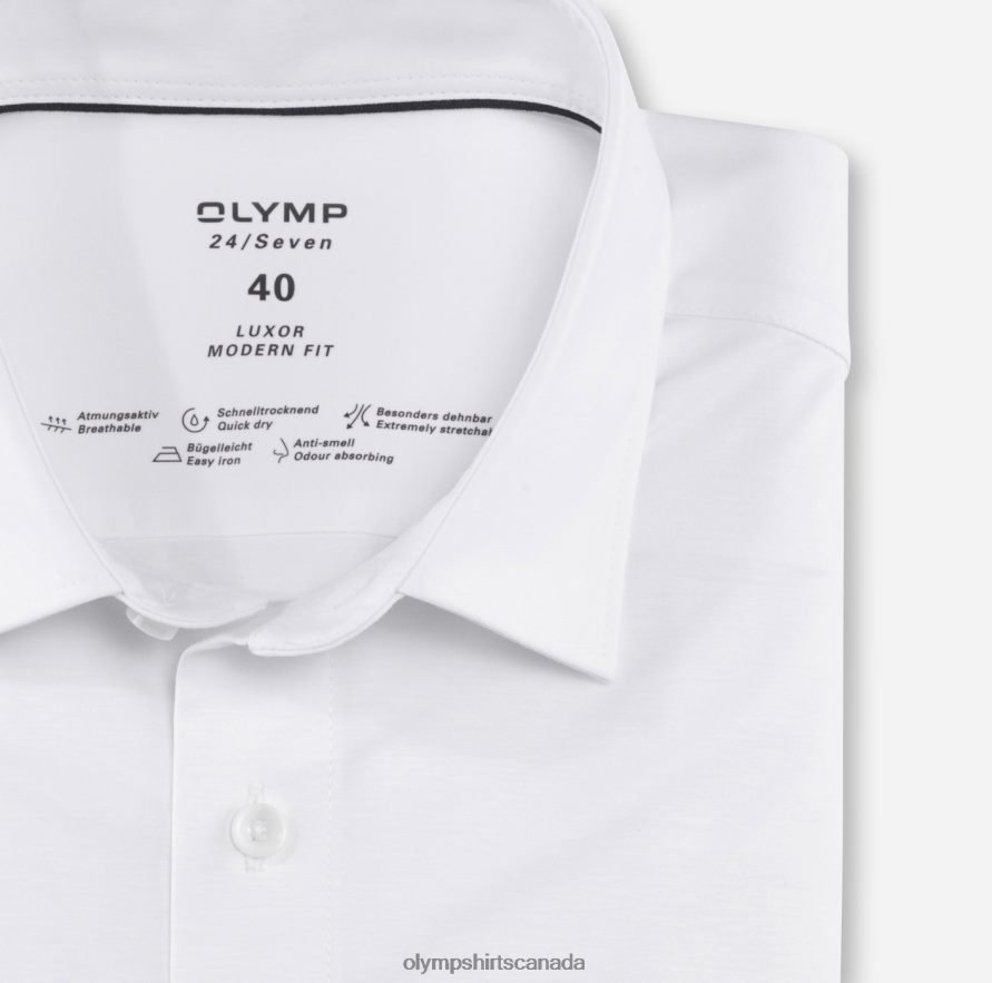 OLYMP Luxor 24/Seven Modern Fit Business Shirt New Kent White H2P42H970 Clothing