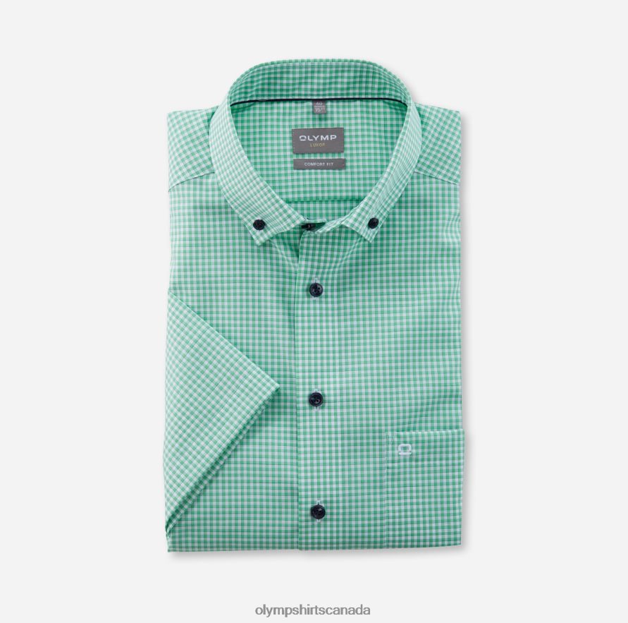 OLYMP Luxor Comfort Fit Business Shirt Button-Down Light Green H2P42H1535 Clothing