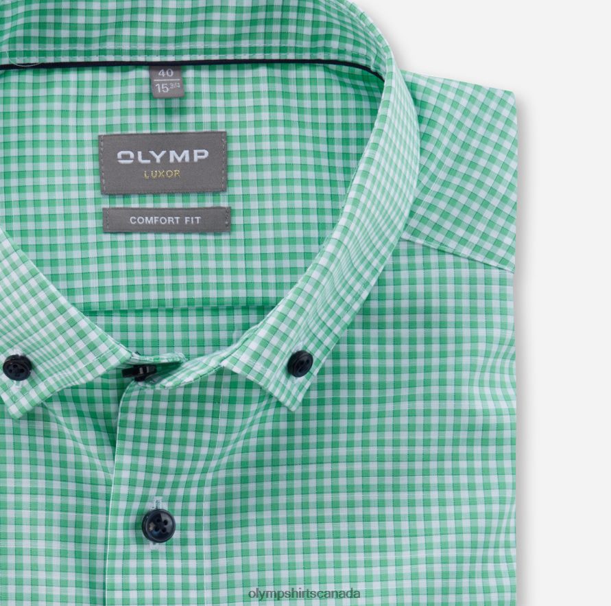 OLYMP Luxor Comfort Fit Business Shirt Button-Down Light Green H2P42H1535 Clothing