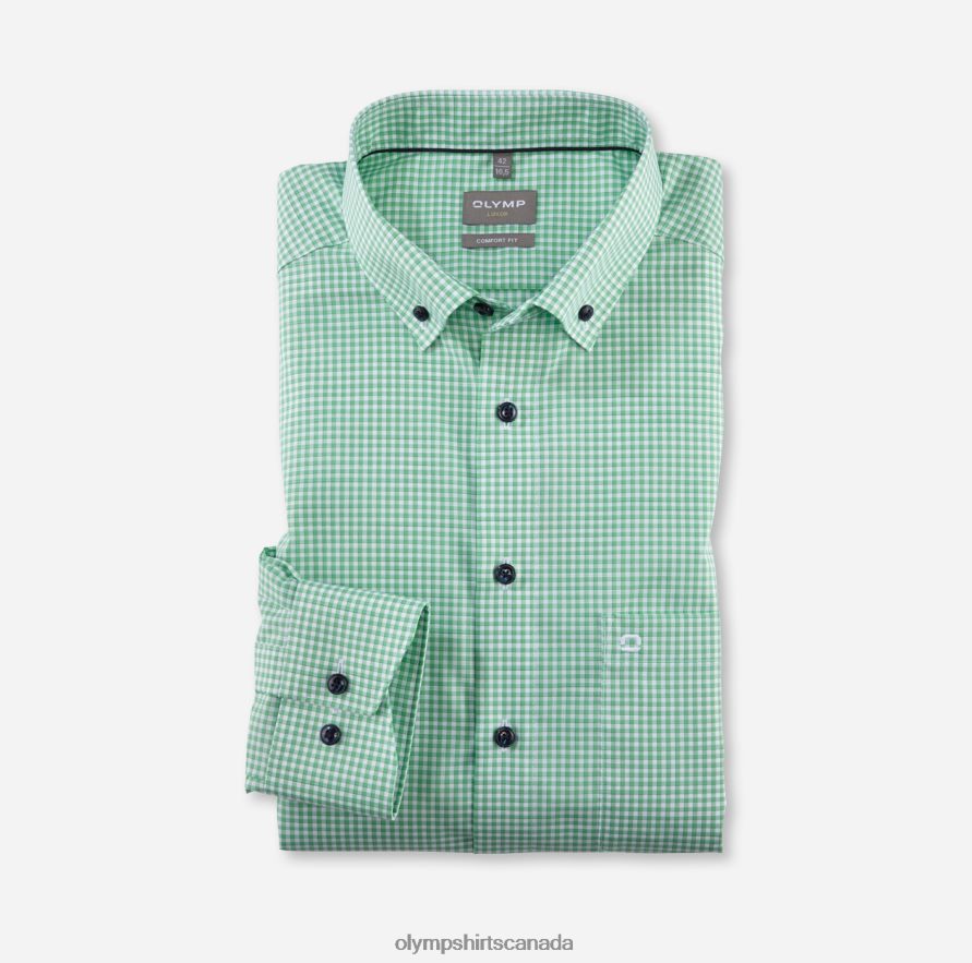OLYMP Luxor Comfort Fit Business Shirt Button-Down Light Green H2P42H1601 Clothing