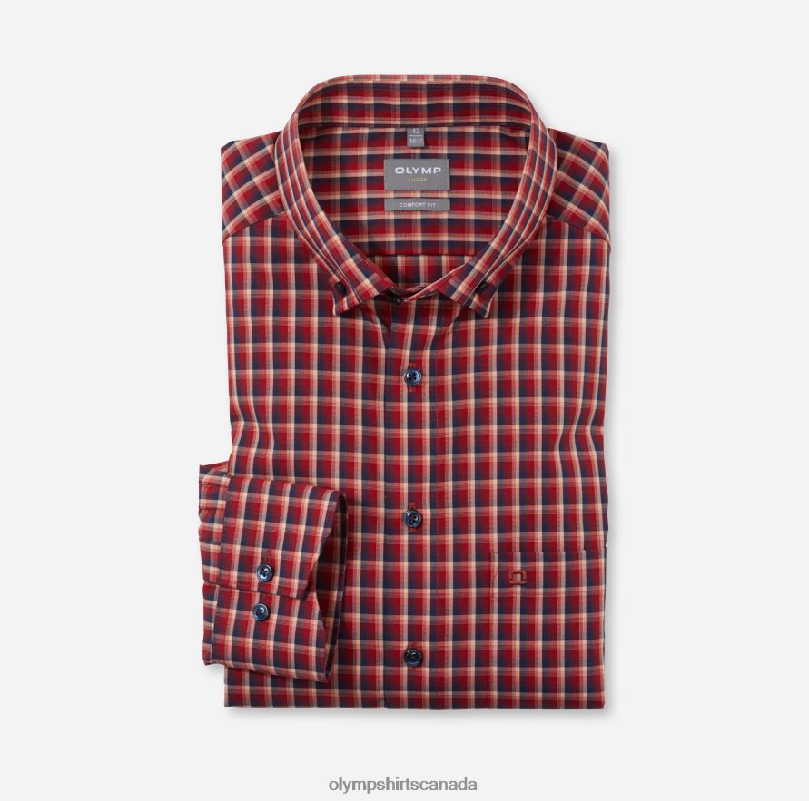 OLYMP Luxor Comfort Fit Business Shirt Button-Down Red H2P42H1525 Clothing