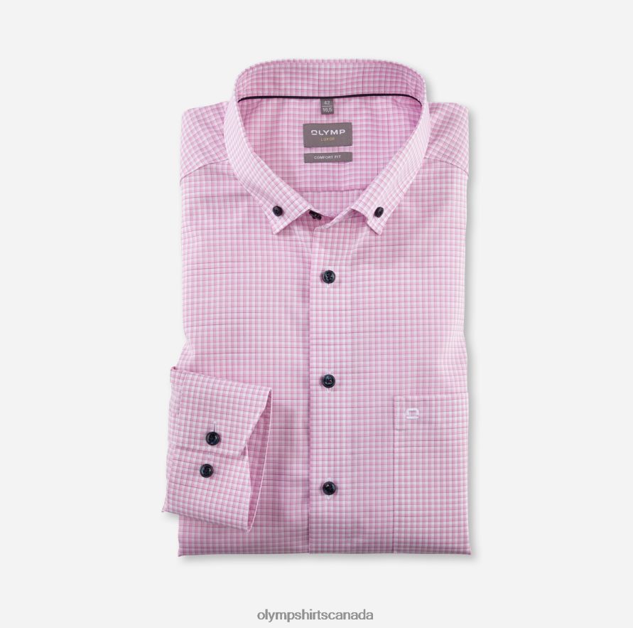 OLYMP Luxor Comfort Fit Business Shirt Button-Down Rose H2P42H1637 Clothing