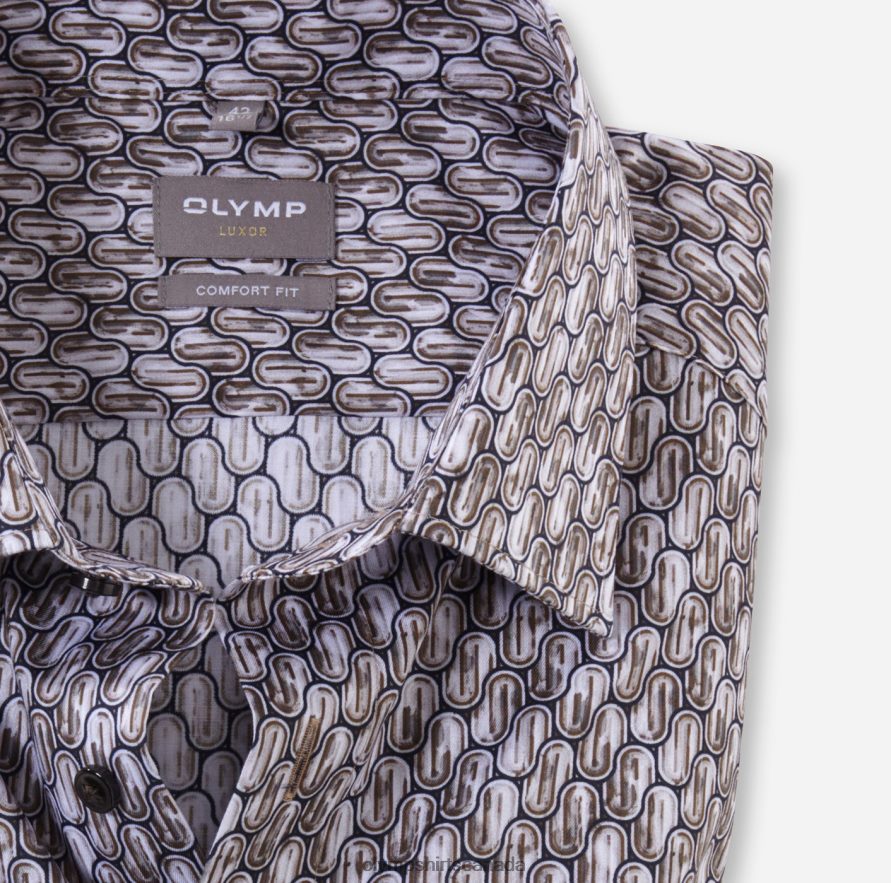 OLYMP Luxor Comfort Fit Business Shirt New Kent Brown H2P42H1620 Clothing