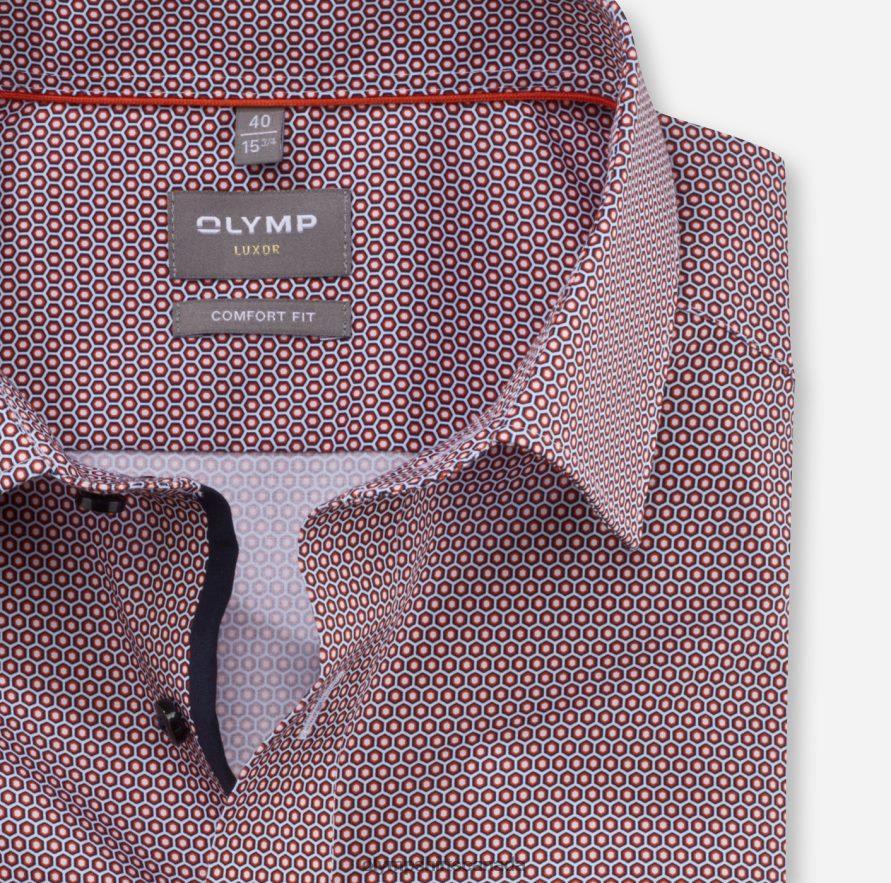 OLYMP Luxor Comfort Fit Business Shirt New Kent Red Orange H2P42H1665 Clothing