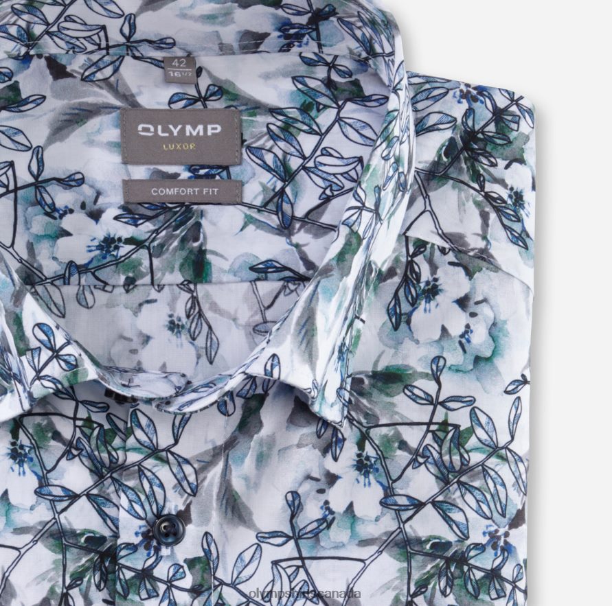 OLYMP Luxor Comfort Fit Business Shirt Under Button-Down Aqua H2P42H1576 Clothing