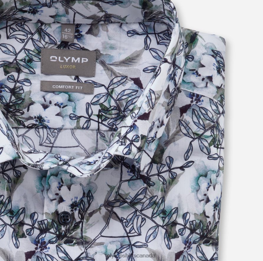 OLYMP Luxor Comfort Fit Business Shirt Under Button-Down Aqua H2P42H1624 Clothing