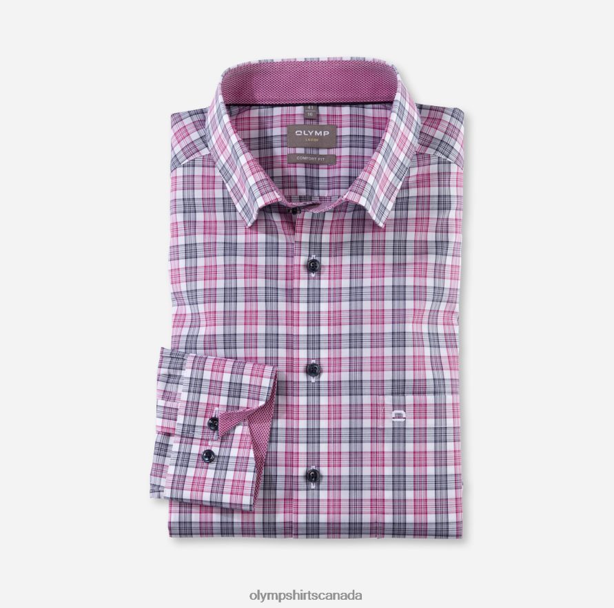 OLYMP Luxor Comfort Fit Business Shirt Under Button-Down Fuchsia H2P42H1497 Clothing