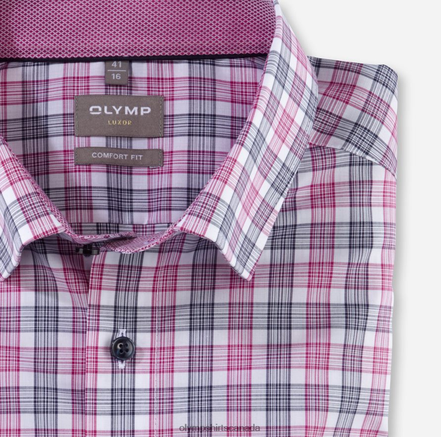 OLYMP Luxor Comfort Fit Business Shirt Under Button-Down Fuchsia H2P42H1497 Clothing