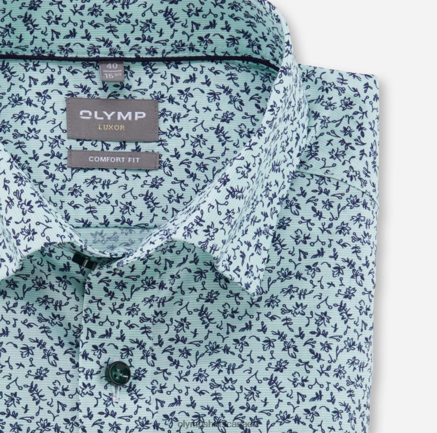 OLYMP Luxor Comfort Fit Business Shirt Under Button-Down Light Green H2P42H1537 Clothing