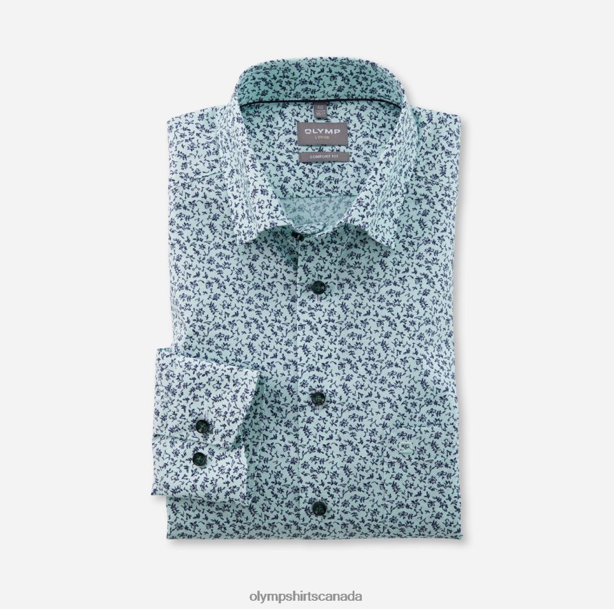 OLYMP Luxor Comfort Fit Business Shirt Under Button-Down Light Green H2P42H1619 Clothing