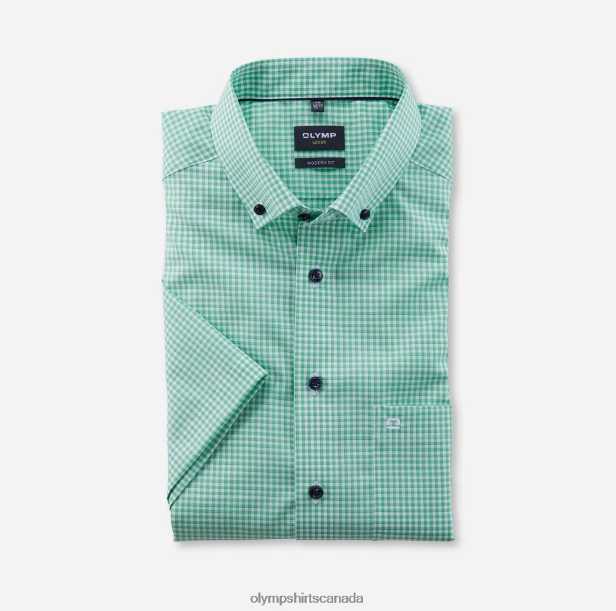 OLYMP Luxor Modern Fit Business Shirt Button-Down Light Green H2P42H1208 Clothing