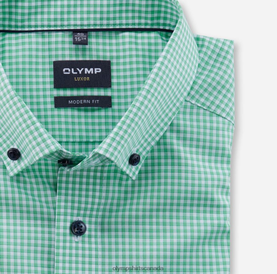 OLYMP Luxor Modern Fit Business Shirt Button-Down Light Green H2P42H1208 Clothing