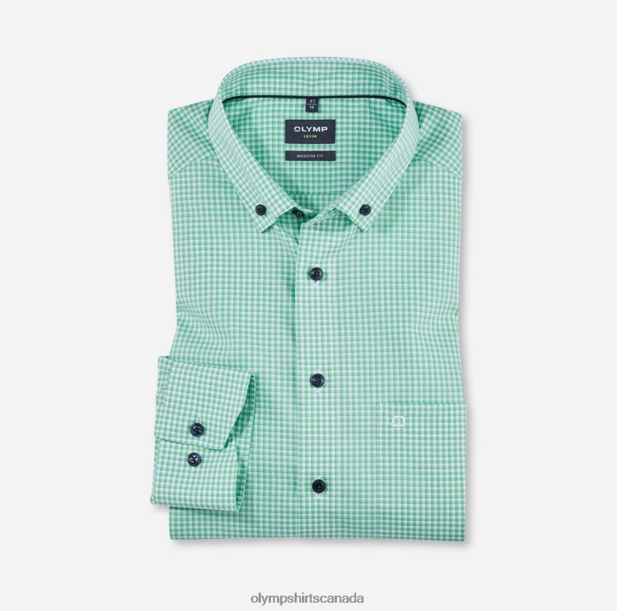 OLYMP Luxor Modern Fit Business Shirt Button-Down Light Green H2P42H1332 Clothing