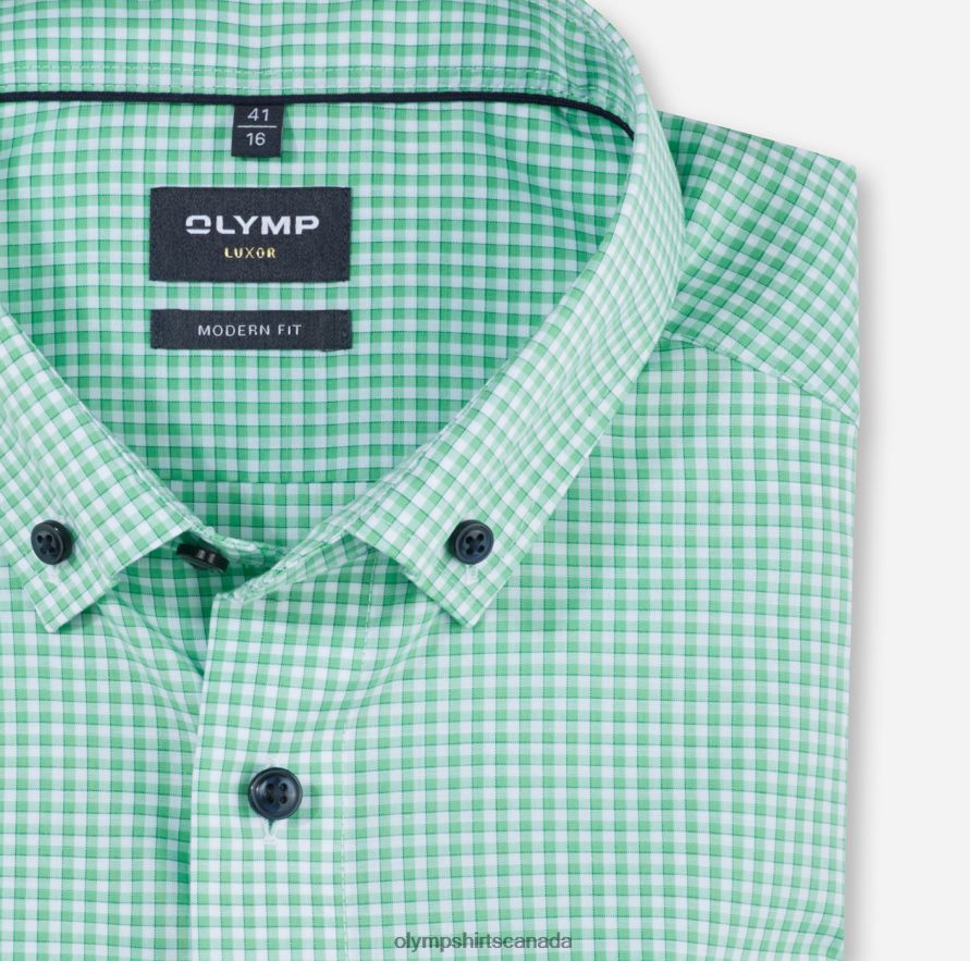 OLYMP Luxor Modern Fit Business Shirt Button-Down Light Green H2P42H1332 Clothing