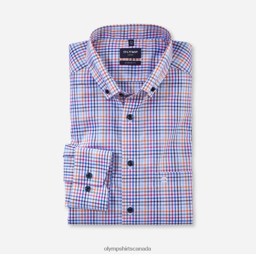 OLYMP Luxor Modern Fit Business Shirt Button-Down Orange H2P42H1231 Clothing