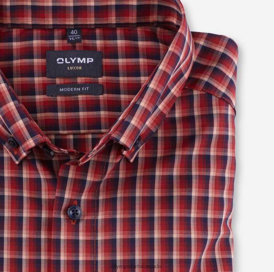 OLYMP Luxor Modern Fit Business Shirt Button-Down Red H2P42H1072 Clothing
