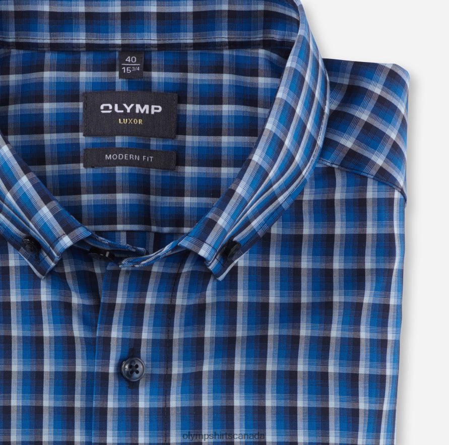 OLYMP Luxor Modern Fit Business Shirt Button-Down Royal H2P42H1054 Clothing