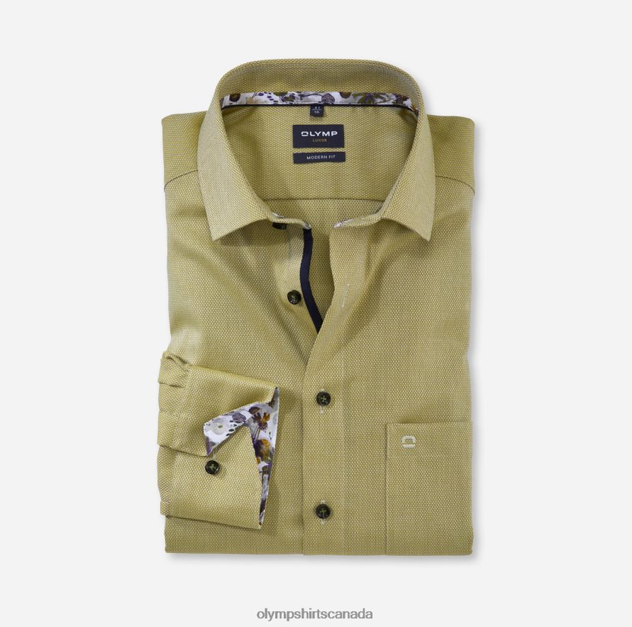 OLYMP Luxor Modern Fit Business Shirt Extra Short Sleeve Global Kent Lime H2P42H1462 Clothing