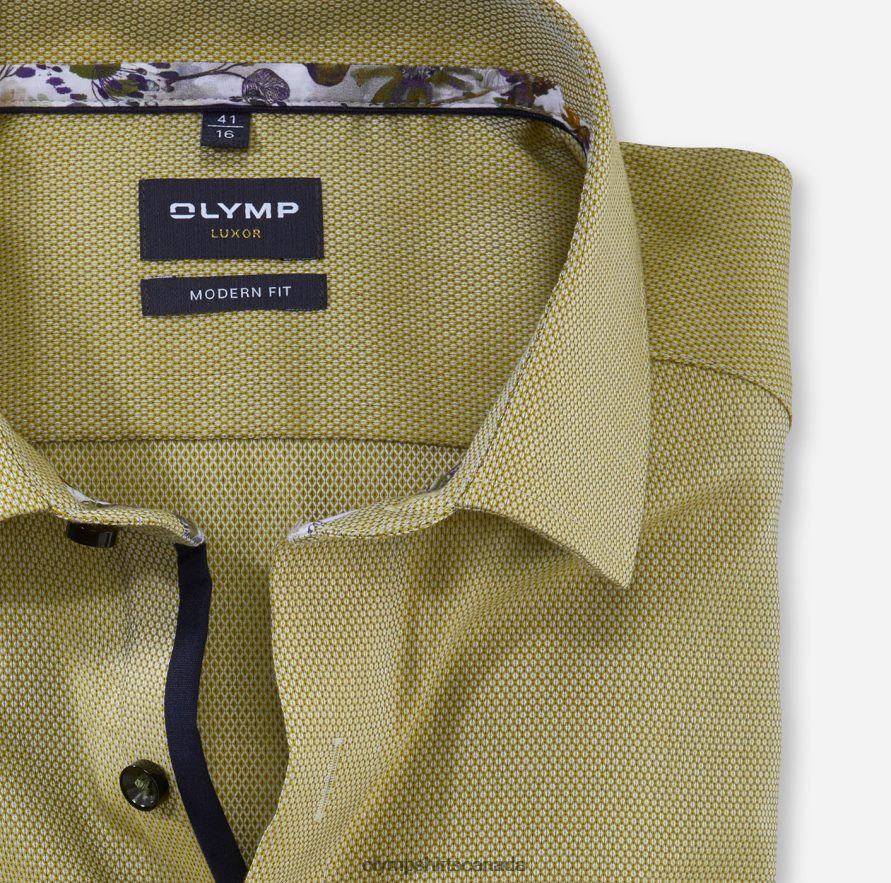 OLYMP Luxor Modern Fit Business Shirt Extra Short Sleeve Global Kent Lime H2P42H1462 Clothing