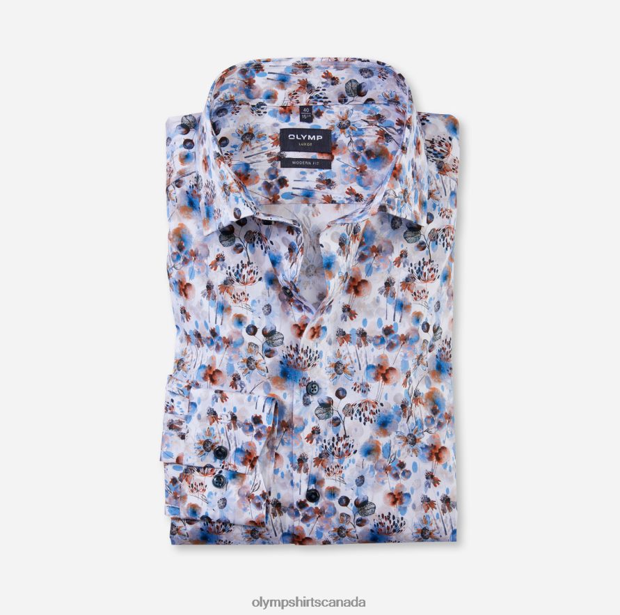 OLYMP Luxor Modern Fit Business Shirt Extra Short Sleeve Global Kent Orange H2P42H1463 Clothing