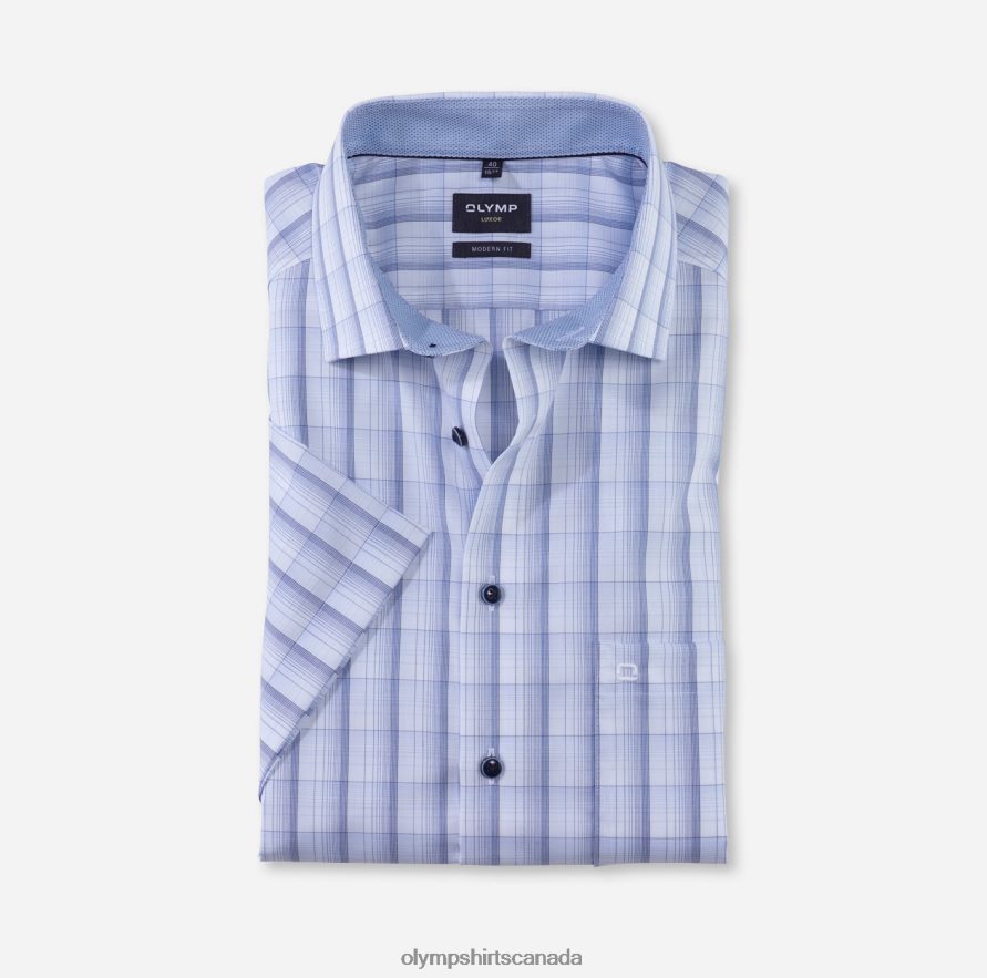 OLYMP Luxor Modern Fit Business Shirt Global Kent Bleu H2P42H1124 Clothing