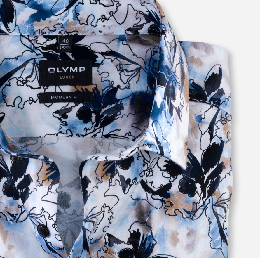 OLYMP Luxor Modern Fit Business Shirt Global Kent Bleu H2P42H1334 Clothing