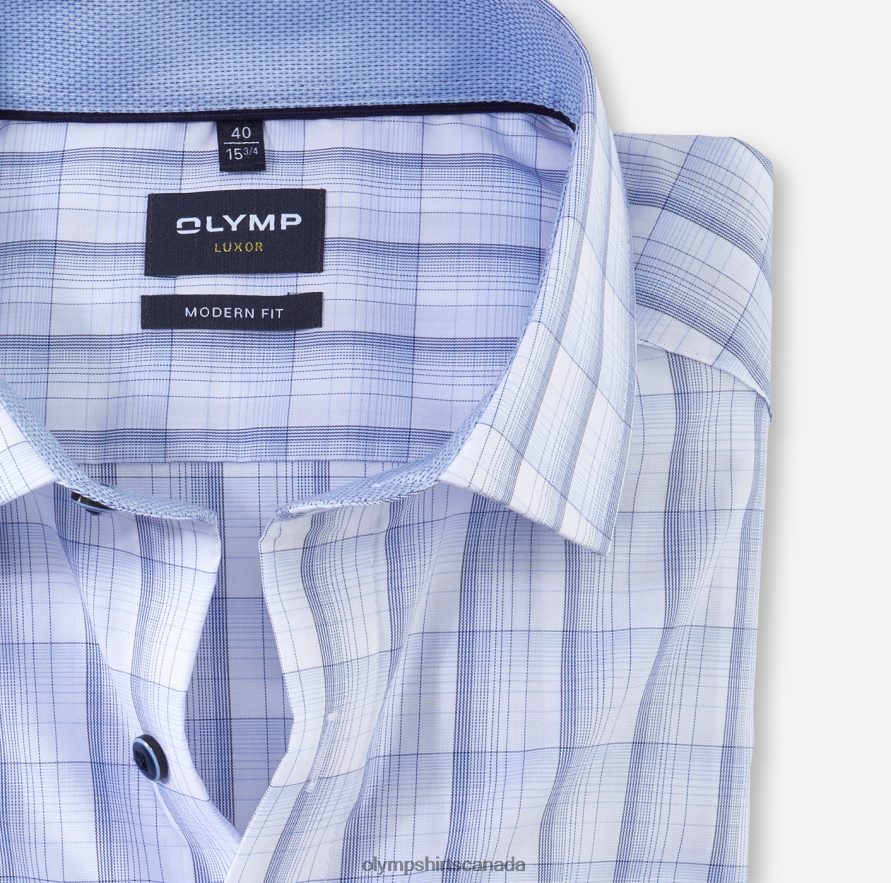 OLYMP Luxor Modern Fit Business Shirt Global Kent Bleu H2P42H936 Clothing