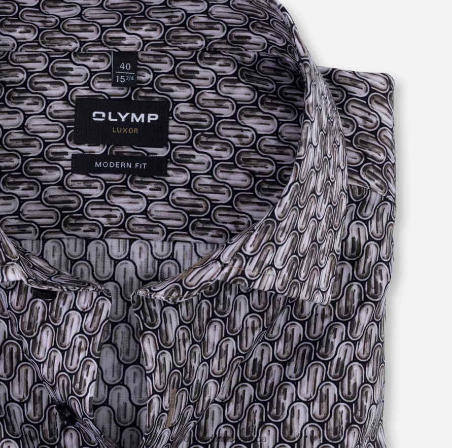 OLYMP Luxor Modern Fit Business Shirt Global Kent Brown H2P42H1294 Clothing
