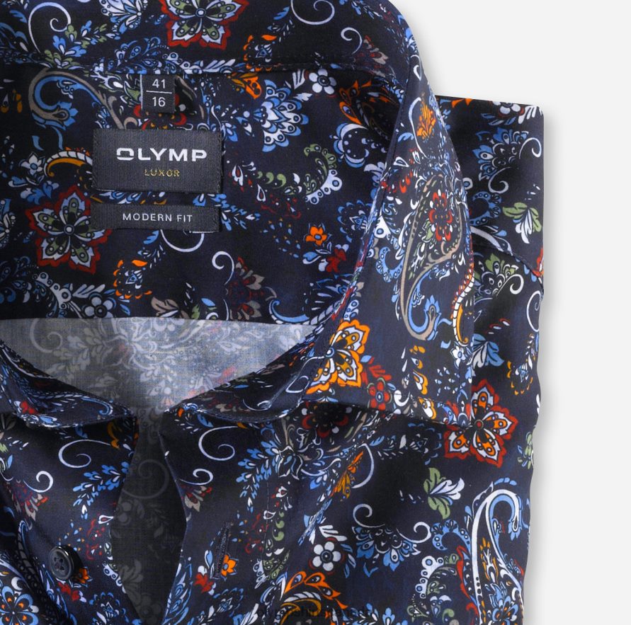 OLYMP Luxor Modern Fit Business Shirt Global Kent Marine H2P42H1214 Clothing