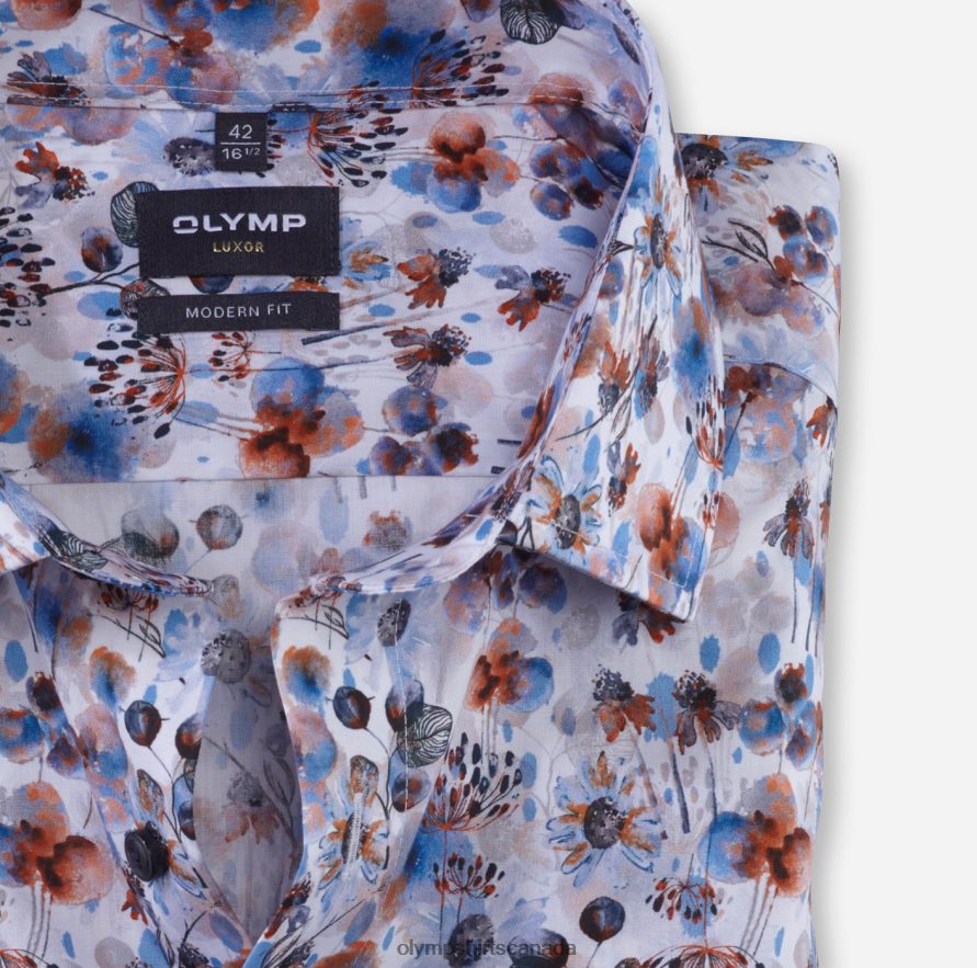 OLYMP Luxor Modern Fit Business Shirt Global Kent Orange H2P42H1159 Clothing