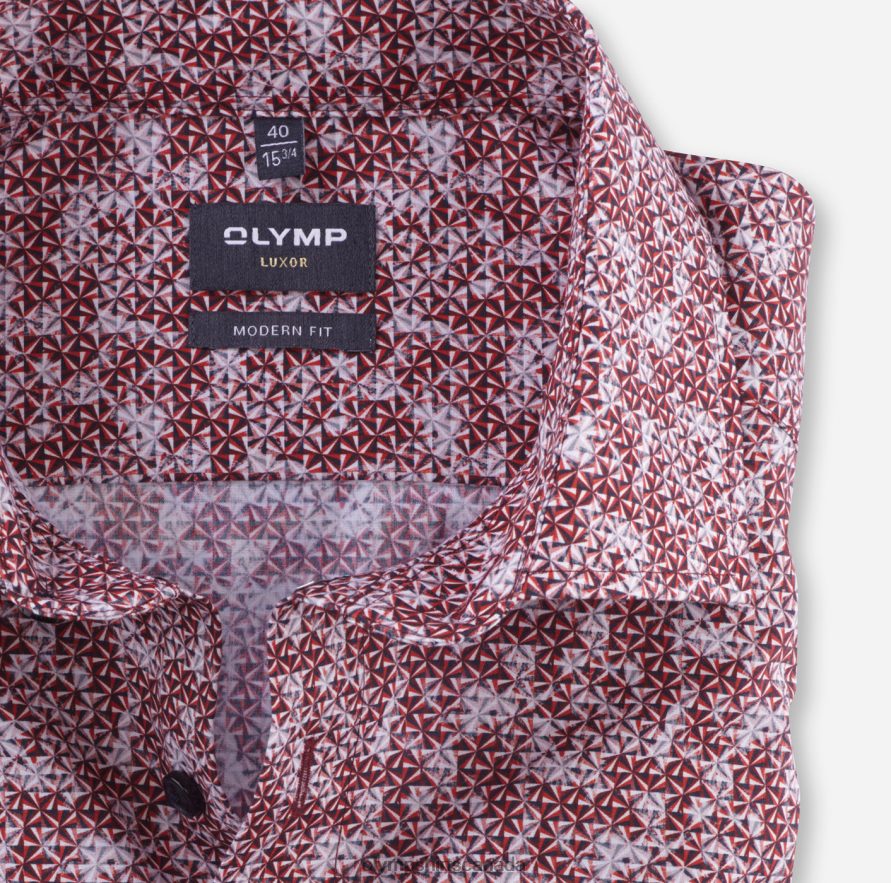 OLYMP Luxor Modern Fit Business Shirt Global Kent Red H2P42H1007 Clothing