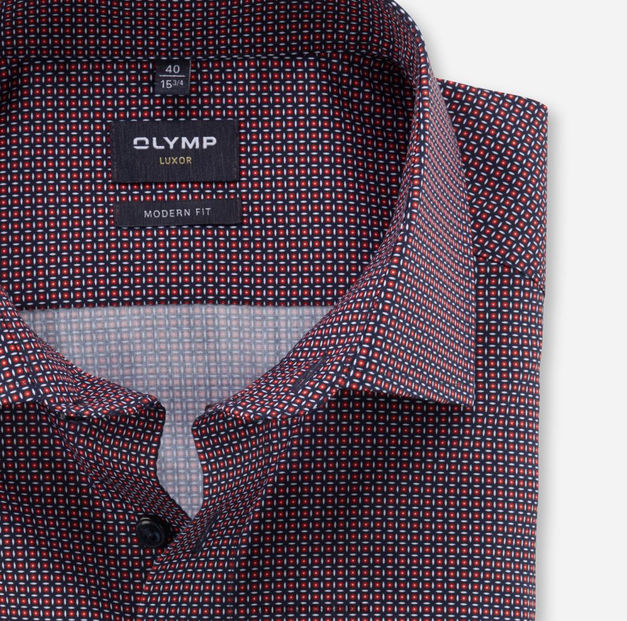 OLYMP Luxor Modern Fit Business Shirt Global Kent Red H2P42H1163 Clothing