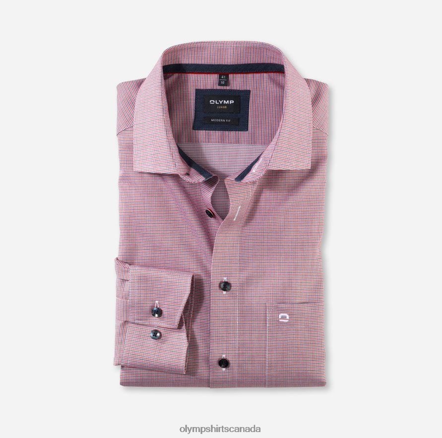 OLYMP Luxor Modern Fit Business Shirt Global Kent Red H2P42H1175 Clothing