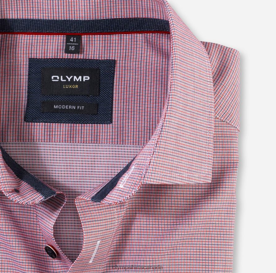 OLYMP Luxor Modern Fit Business Shirt Global Kent Red H2P42H1175 Clothing