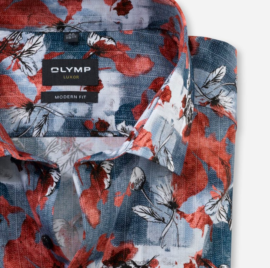 OLYMP Luxor Modern Fit Business Shirt Global Kent Red H2P42H1191 Clothing