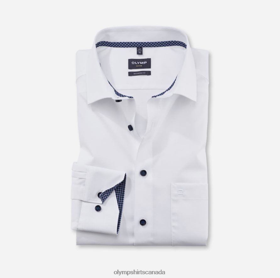 OLYMP Luxor Modern Fit Business Shirt Global Kent White H2P42H1290 Clothing
