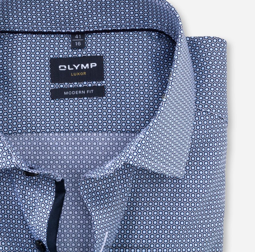 OLYMP Luxor Modern Fit Business Shirt Long Sleeve Extra Long Global Kent Bleu H2P42H1448 Clothing