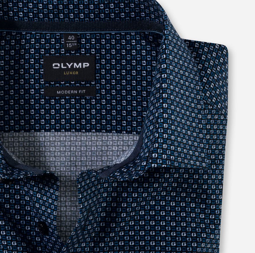 OLYMP Luxor Modern Fit Business Shirt Long Sleeve Extra Long Global Kent Marine H2P42H1432 Clothing