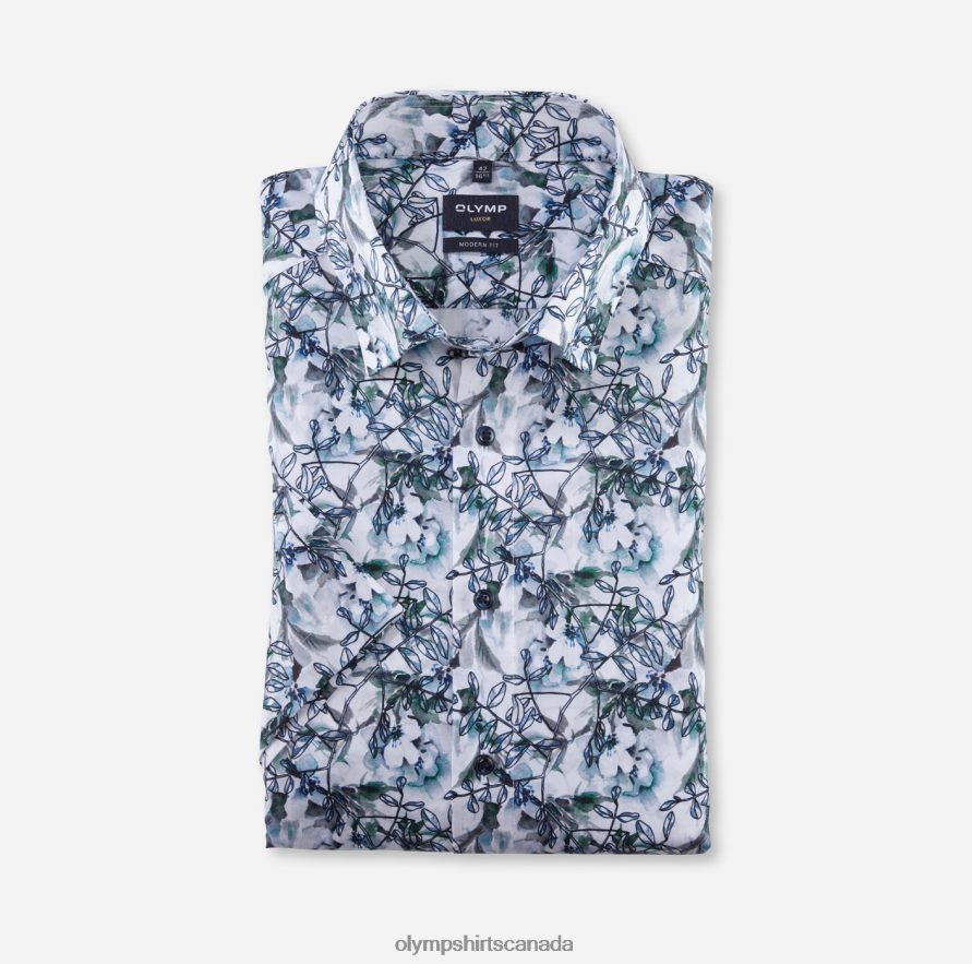 OLYMP Luxor Modern Fit Business Shirt Under Button-Down Aqua H2P42H1082 Clothing