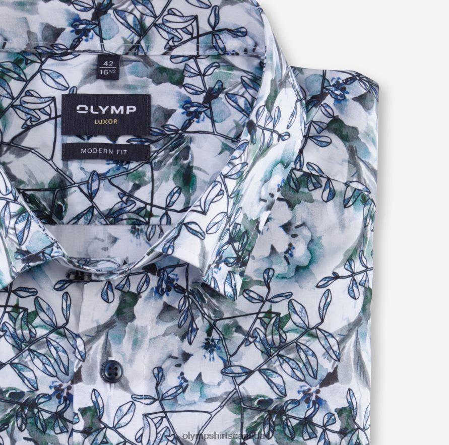 OLYMP Luxor Modern Fit Business Shirt Under Button-Down Aqua H2P42H1082 Clothing