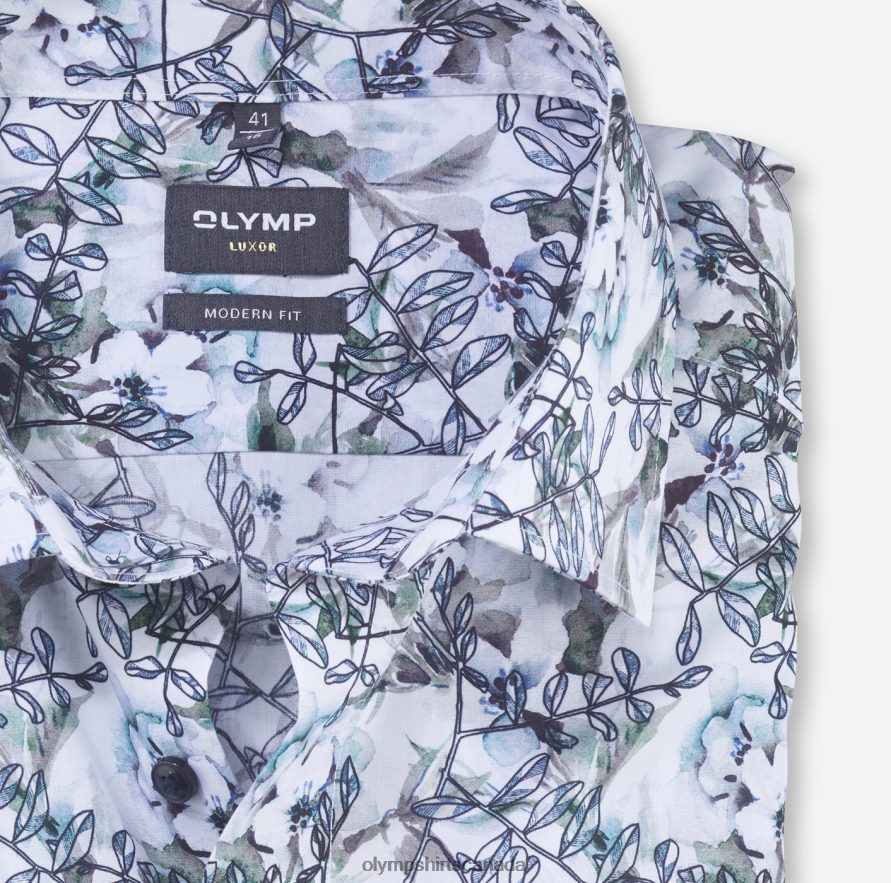 OLYMP Luxor Modern Fit Business Shirt Under Button-Down Aqua H2P42H1118 Clothing