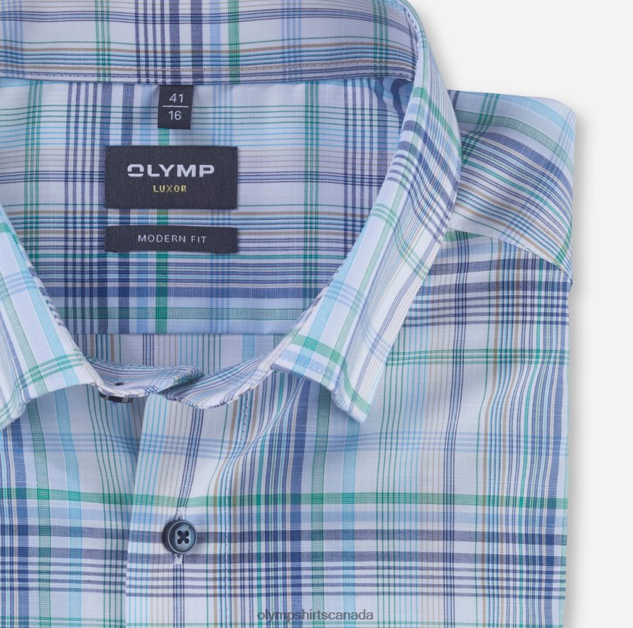 OLYMP Luxor Modern Fit Business Shirt Under Button-Down Aqua H2P42H1153 Clothing