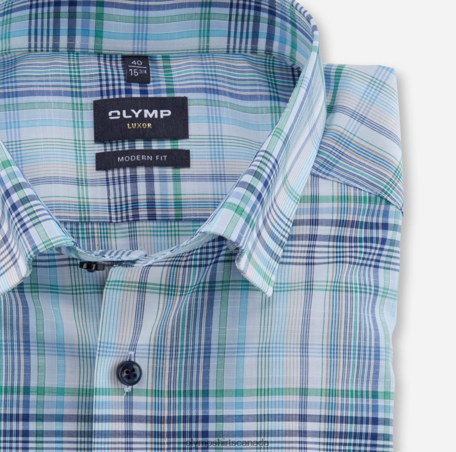 OLYMP Luxor Modern Fit Business Shirt Under Button-Down Aqua H2P42H1251 Clothing