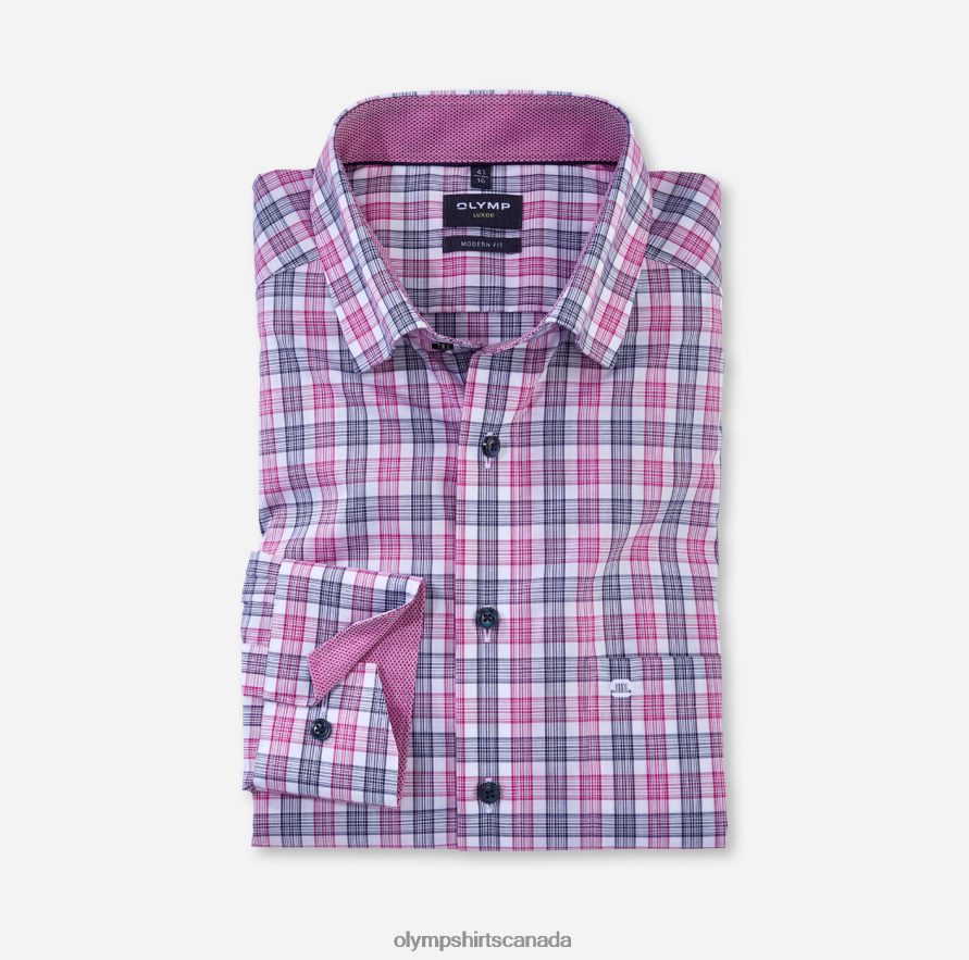 OLYMP Luxor Modern Fit Business Shirt Under Button-Down Fuchsia H2P42H1026 Clothing