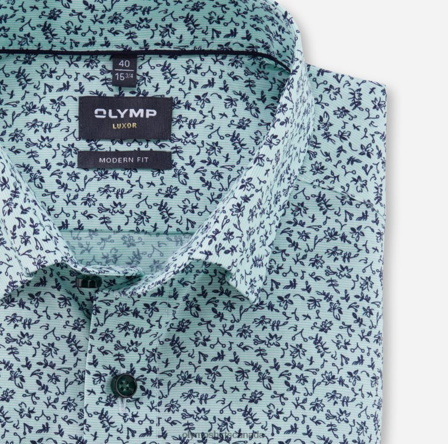 OLYMP Luxor Modern Fit Business Shirt Under Button-Down Light Green H2P42H1190 Clothing