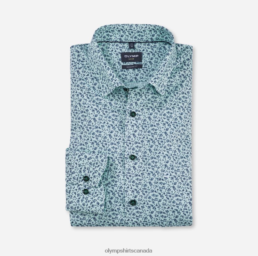 OLYMP Luxor Modern Fit Business Shirt Under Button-Down Light Green H2P42H1233 Clothing