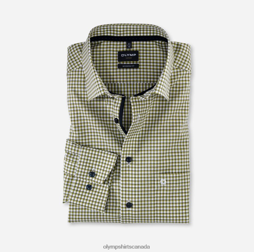 OLYMP Luxor Modern Fit Business Shirt Under Button-Down Lime Green H2P42H1367 Clothing