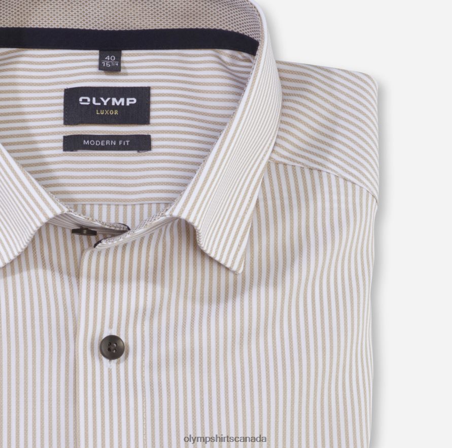 OLYMP Luxor Modern Fit Business Shirt Under Button-Down Natural H2P42H1189 Clothing